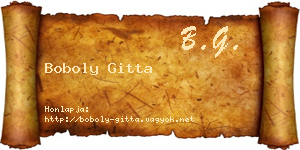 Boboly Gitta névjegykártya